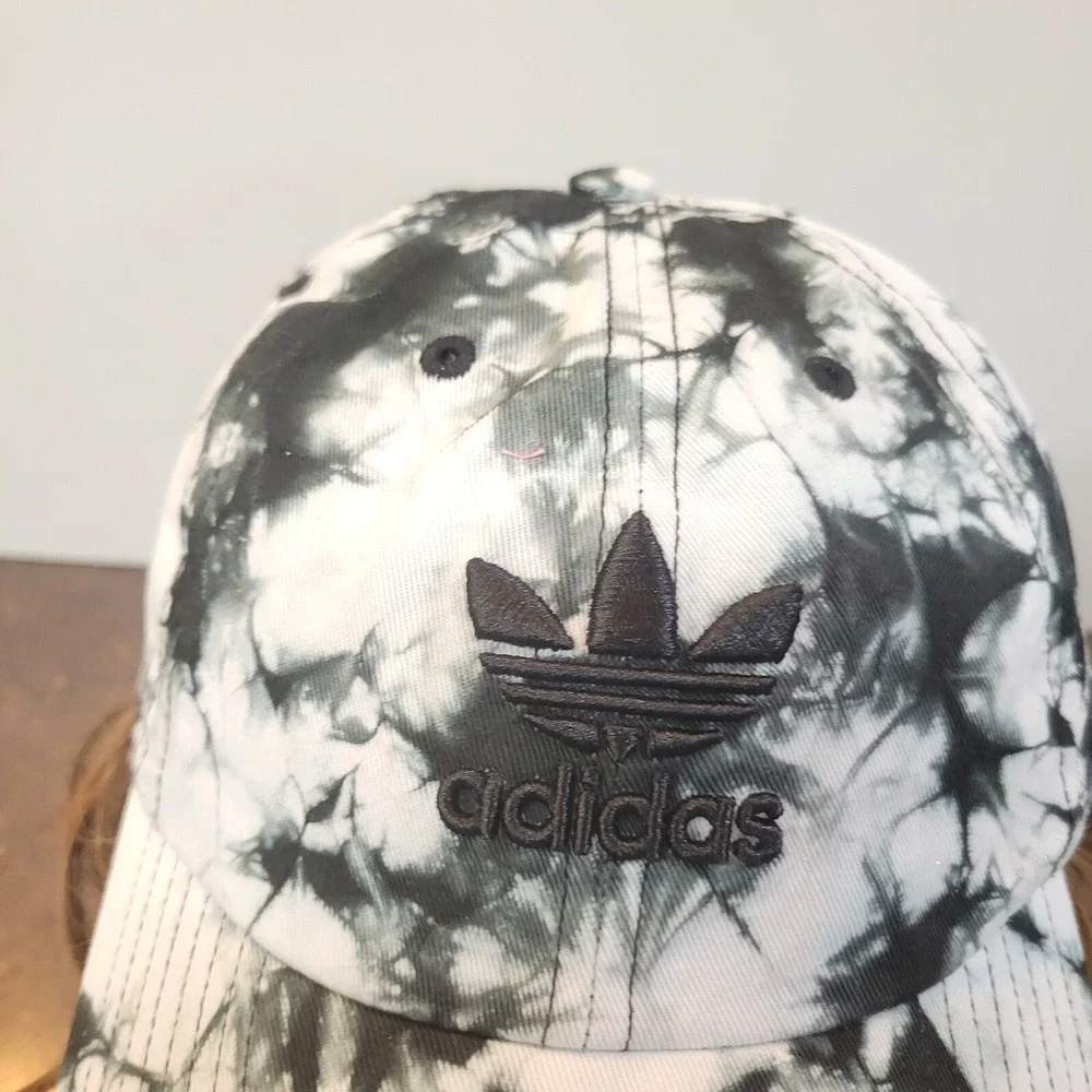 adidas Originals Baseball Cap Womens Black White Tie Dye Relaxed Strapback Hat